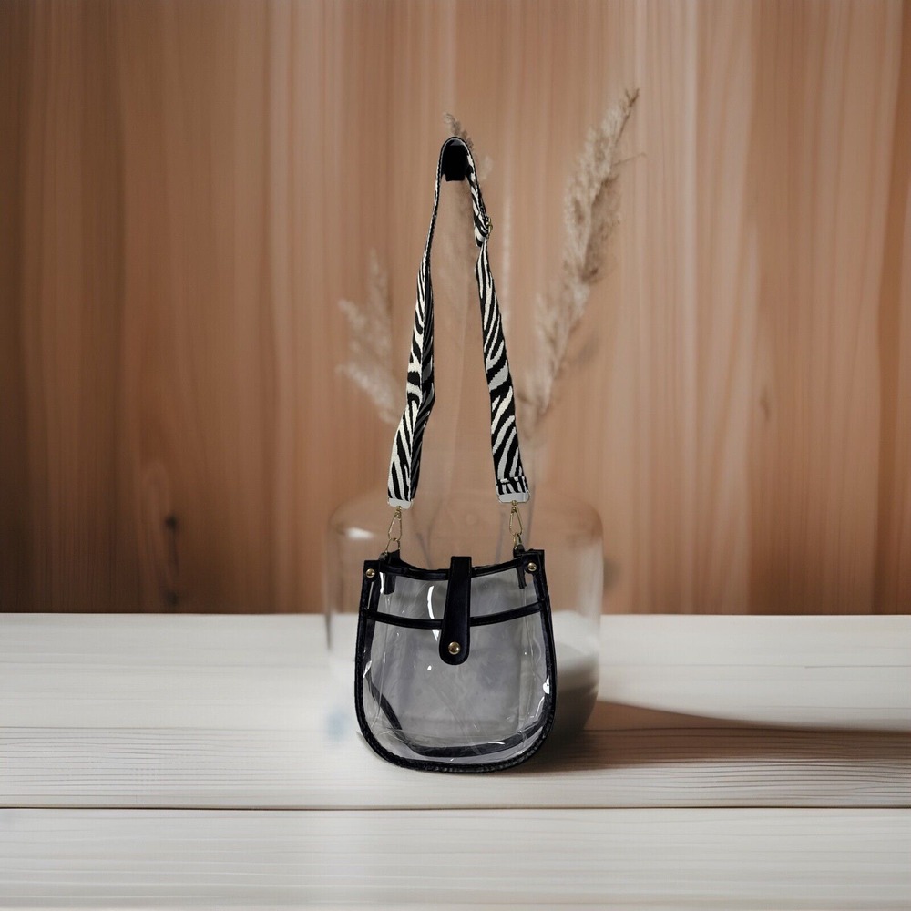 Clear‎ Crossbody Purse Stadium Approved Bag Adjustable Zebra Strap